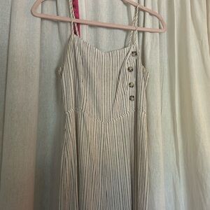 UO Straight Neck Linen Button Down Jumpsuit